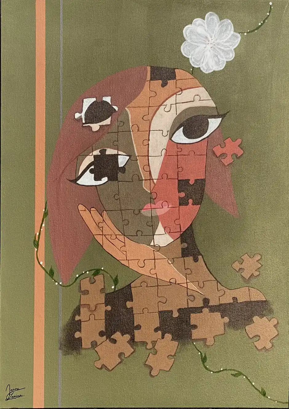 Fragmentáció – Jenna Zenira akril festmény, 50×70 cm