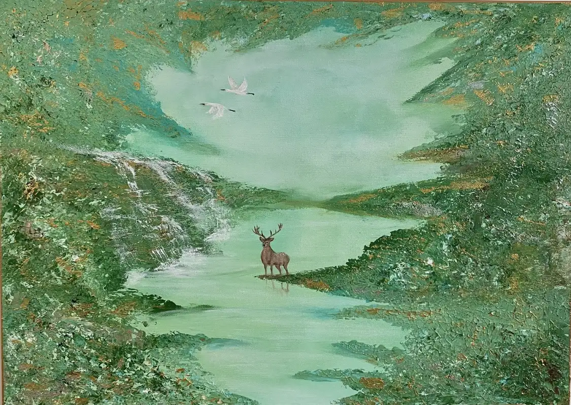 Keeper of Stillness – Jenna Zenira akril festmény, 50×70 cm